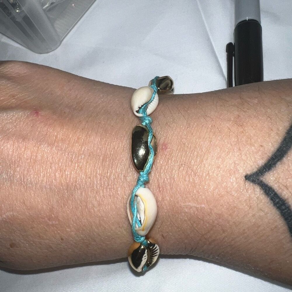 Boho Gold Tone and Genuine Shell 10” Anklet/Bracelet
